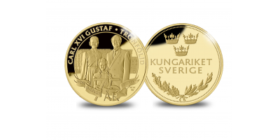 Carl XVI Gustaf 75år - Tronföljd 3,11 gram 24k guldmedalj